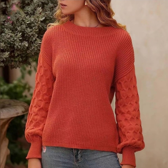 Orange Loose Crew-neck Sweater in Size Large - Picture 5 of 10